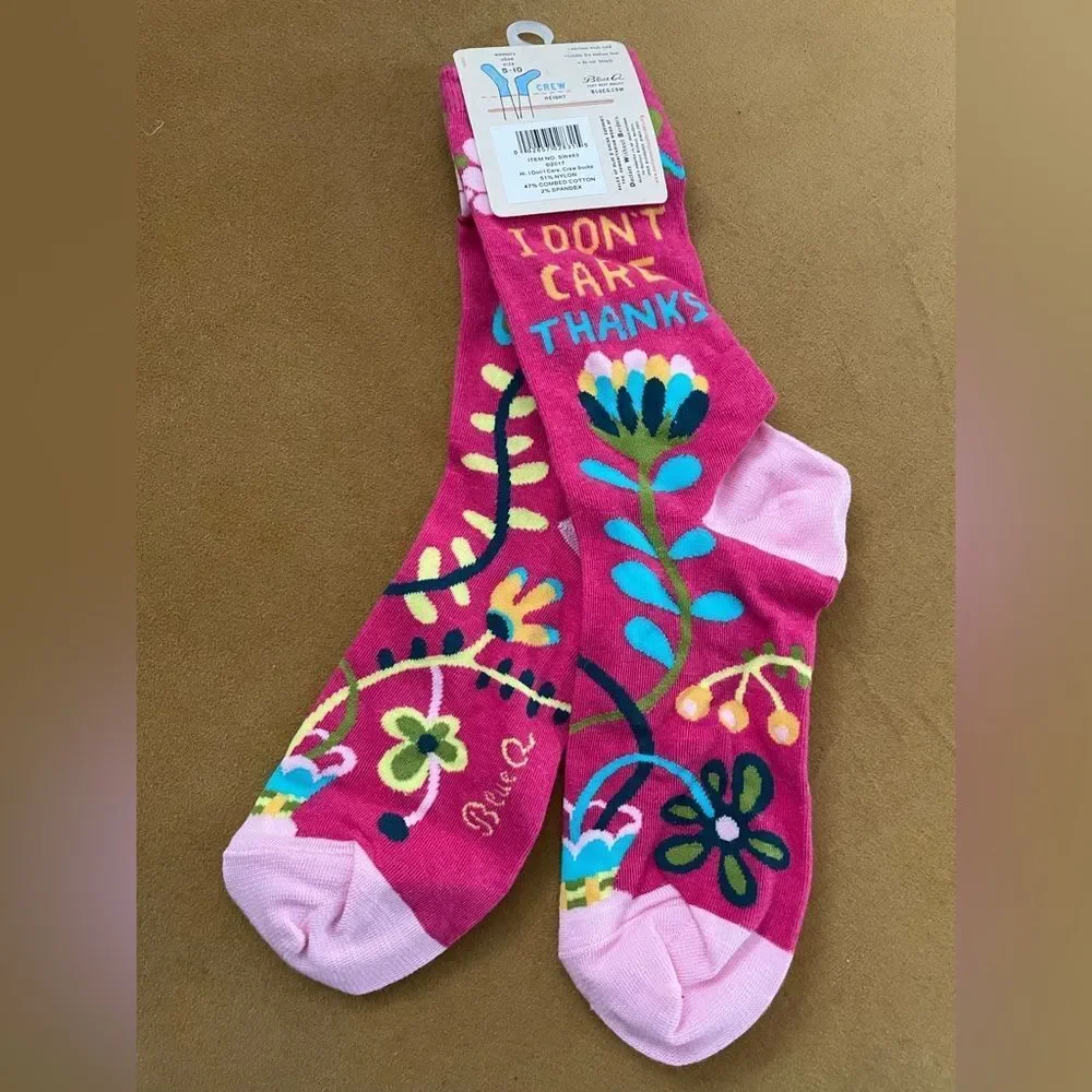 NWT Blue Q HI I DON’T CARE THANKS CREW SOCKS